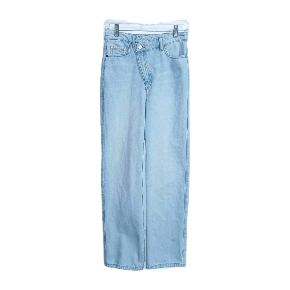 Weekday Skew Extra High Straight Jeans W 26 L 30 Blue Women Asymmetric Fly Denim